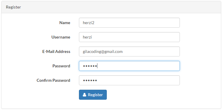register login laravel